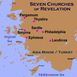 "Write on a scroll what you see and send it to the seven churches: to Ephesus, Smyrna, Pergamum, Thyatira, Sardis, Philadelphia and Laodicea."